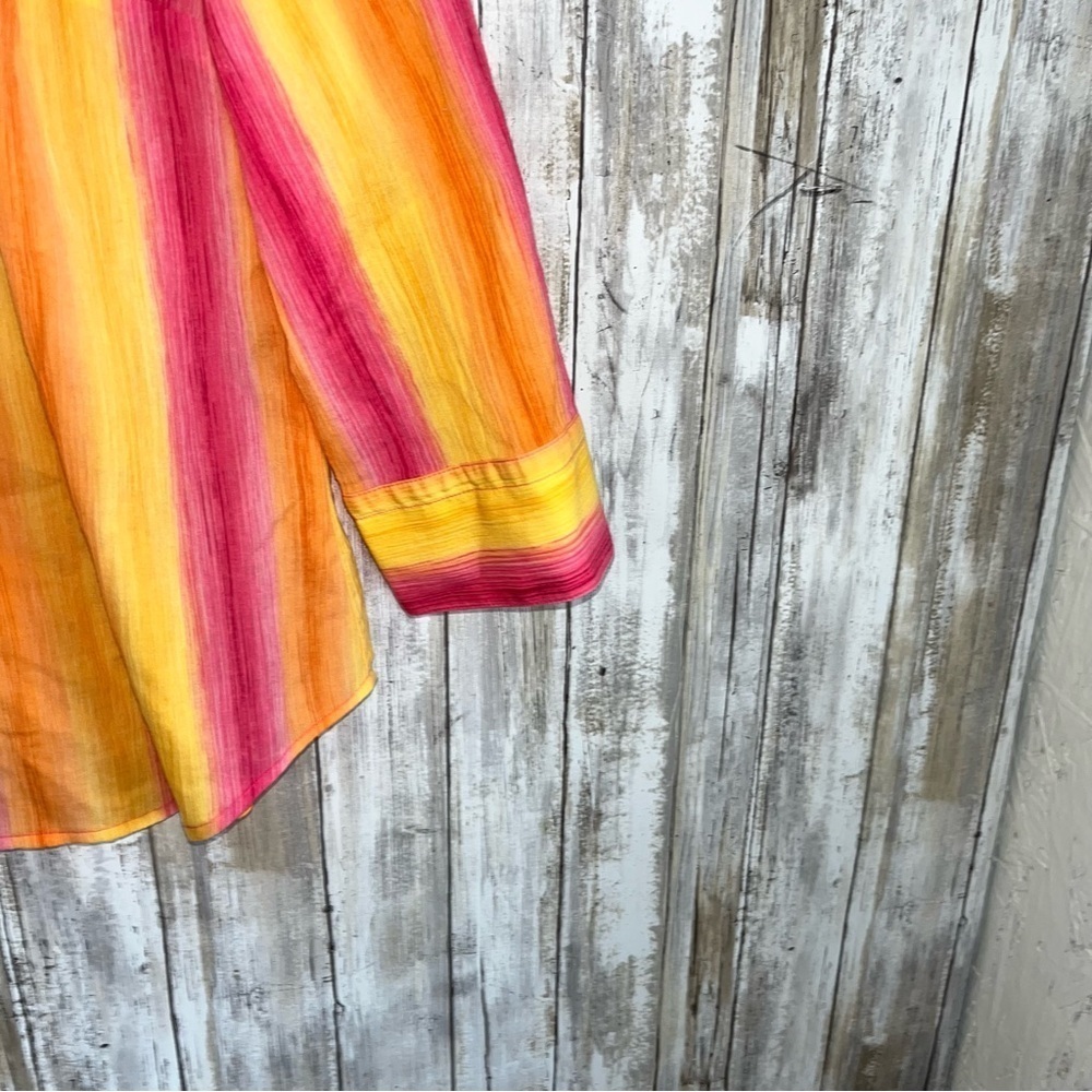 Talbots Yellow, Orange, & Pink Popover Blouse - Picture 3 of 5